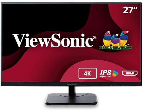 ViewSonic VA2756-4K-MHD 27 IPS 4K Monitor with Ultra-Thin Bezels, HDMI, DisplayPort and VGA Inputs for Home and Office, Black