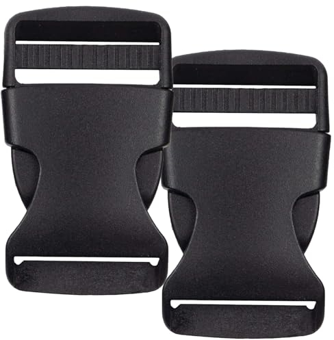 XIAOJING0 2 Pezzi Fibbia Zaino 38mm, Fibbia a Scatto Doppie Regolabile, Ricambi Chiusura Zaini, Zaino Fibbia di Ricambio per Zaino, Cucito, Borsoni, Accessori, No Cucito (Nero)