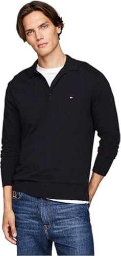 Tommy Hilfiger Men's Pima Org Ctn Cashmere Ls Polo Mw0mw36519 Other Sweaters, Grey (Donegal Medium Grey Heather), XL