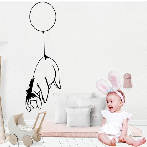 YOUSHIHUI Niedlicher Esel Wandaufkleber mit Cartoon Ballonmuster Tapete Home Decor Kinderzimmer Kinderzimmer Vinyl Wandtattoo 85x28cm