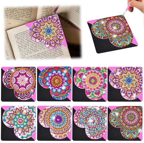 Lymshine Diamond Painting Lesezeichen Herzform Set - 8 Stück 5D Diamant Painting Lesezeichen Personalisierte Bookmark für Erwachsene Liebhaber der Diamantmalerei