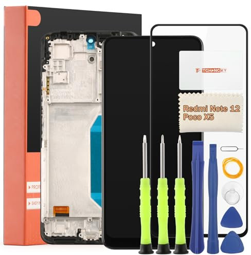 TGHongKy Pantalla Táctil LCD para Xiaomi Redmi Note 12 5G LCD Pantalla Reemplazo para Poco X5 5G Pantalla Táctil Digitalizador Asamblea con Herramientas de Reparación - [Negro con Marco]