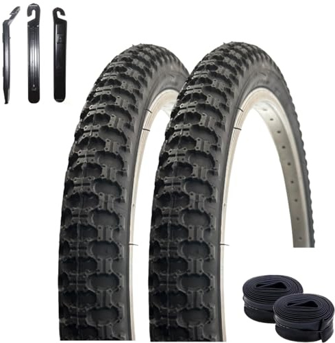 2 x VEE Rubber V024 20 Fahrradreifen Schwarz 47-406 (20 x 1,75) + 2 x Schläuche SV inkl. Reifenheber