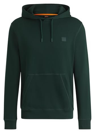 BOSS Mens Logo Patch Hoodie Open Green M