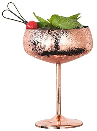 YOUNAFEN Copa de vino de acero inoxidable irrompible de 450 ml, copa de champán para fiesta, cóctel, boca ancha, copa de vino de acero inoxidable con tallo