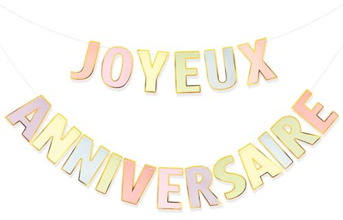 Joyeux Anniversaire Bannière Multicolore - Guirlande Personnalisée avec 5m Rubans pour Fête, Party, Cérémonie - Happy Birthday Drapeau Décoration Bricolage