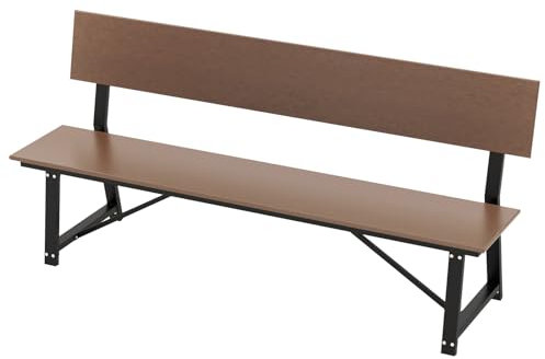 Giantex Gartenbank für 4 Personen, Außenbank, 183 cm, mit Sitz und Rückenlehne aus HDPE, extra lange Terrassenbank aus Metall für Terrasse, Hof, Park, Belastung 500 kg