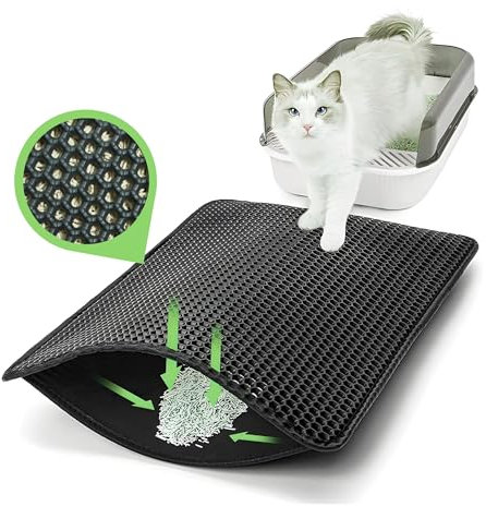 PETWERK® Katzenklo Matte| Katzenklo Vorleger 60x40 | Katzenmatte| Unterleger im Wabendesign| Wasserdicht|