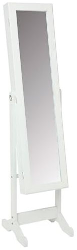 Well Home - Gabinete con espejo para joyería - Almacenamiento amplio y práctico - Color blanco - Altura de 145,2 cm