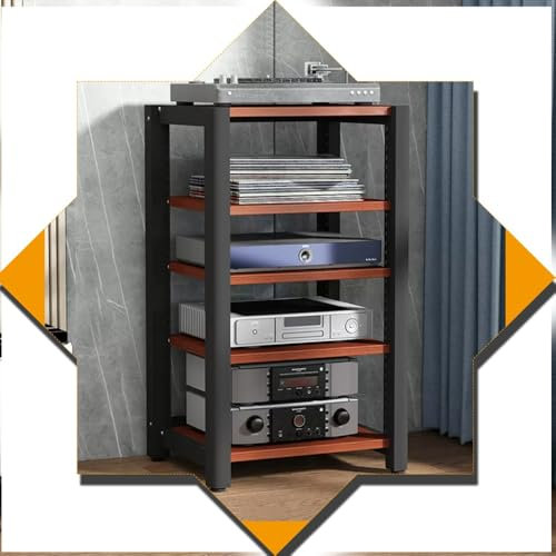 ZIUSFAC 3-stufiger Audio-Komponenten-Rack AV-Medienständer Verstärker Regal HiFi Entertainment-Center Tower Audio-/Video-Rack Mit Rollen Audio Schrank Für Zuhause/Theater/Wohnzimmer(5 Tier-60x50x100cm