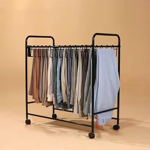 YUZDNM Porte-Pantalons sur Pied – Porte-Pantalons en Métal avec roulettes – Étagère De Rangement pour Draps, Foulards, Foulards en Soie, Porte-Serviettes sur Pied, Cintre Facile À Installer(Schwarz)