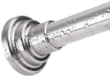 KzGrit Asta per tenda da doccia, in acciaio inossidabile, senza fori e ruggine, antiscivolo, asta telescopica estensibile per armadio, bagno, finestre o porte (66-165 cm)