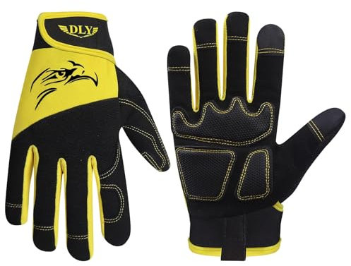 DLY Work Gloves for Men and Women,Mechanic Working Gloves,Anti Vibration Mechanical Gloves, Impact Protection Work Gloves,Touchscreen Capable