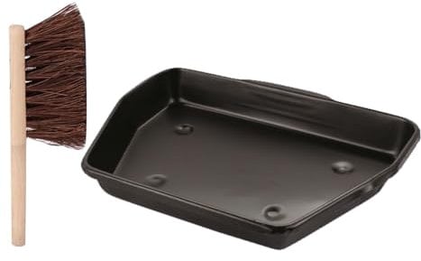 Almineez Traditional Ash Pan with Brush – 28cm Wide (11) Ideal for Standard Sized 16” Fire Grates Fire Pit Fireplace | Ashpan for Open Fires | Log Burners Stove Furnance | Fire Tray | Ash Box