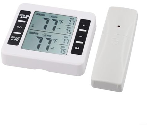 Besttoolifes Thermomètre de réfrigérateur sans fil avec 1 à 2 capteurs, moniteur numérique de température de congélateur, alarme, écran LCD pour la maison, la cuisine, portée de 100 m (1 capteur)