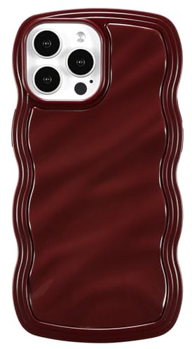 ZCDAYE Case for iPhone 16 Pro Max Unique Water Ripple Texture Phone Case, Wavy Curly Frame Cute Shell Soft TPU Shockproof Flexible Cover for iPhone 16 Pro Max (6.9 inch),Red
