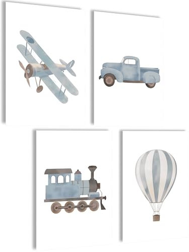 mojoliving Bilder Kinderzimmer jungen Baby Zimmer Poster Set Wandbilder Kinderzimmer mädchen Babyzimmer Deko Bilder für Baby Zimmer Dekoration (Ballon)
