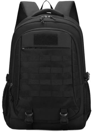 Lawaia Tactical Backpack Mens Rucksack for Men 45L Waterproof Backpack Military Backpacks Hiking Backpacks Waterproof Rucksack Outdoor Sports Fishing Bag (Black)