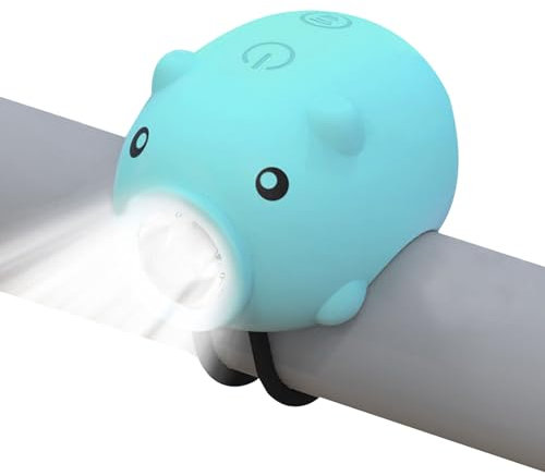 Bocguy Licht für Roller Kinder, LED licht laufrad Kinder - USB licht Fahrrad Kinder, LED Warnlicht, Dreifachmodus mit Hupe, IP64 Wasserdicht, für Roller und Kinderwagen (blau)