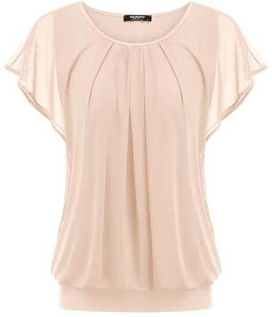 Zeagoo Damen Bluse Elegant Rundhals Sommer T-Shirts Casual Leicht Tunika Kurzarm Tops
