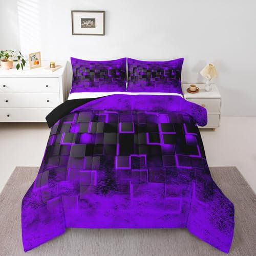 Feelyou Bettwäsche-Set für Doppelbett, geometrische Bettdecke für Jungen, Teenager, geometrische Waben-Bettwäsche-Set, modernes Ombré-Stil, abstrakte Kunst, Bettwäsche-Set, Raumdekoration