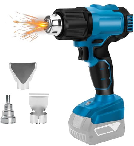 ConBlom Cordless Heat Gun, Hot Air Gun Compatible with Bosch B 18V Battery, 4 Nozzle, 2 Temperature Setting 300°C/550°C Heat Gun for Shrink Tubing, Crafts, Resin & Decorating (No Battery)