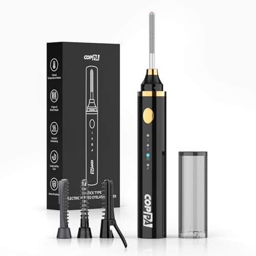COPPA Beheizte Wimpernzange, LP-1 Lippenstift Typ 3-in-1 Beheizter Wimpernformer mit 3 Bürstenköpfen 3 Curling-Modi & 3 Temperature – 5s Aufheizen Perfekt für Anfänger und Makeup-Profis, Schwarz