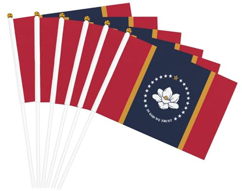 Kleine Mini Mississippi steht Flagge Druck Handheld Flagge, doppelseitige Hand Stick schwingende Flagge 5,5 x 8,2 Zoll