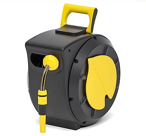 Garden Hose Reel Garden Hose Reel Wall Mounted, 30M/100Ft Auto Retractable Hosepipe Wall-Mounted Portable 180° Swivel Hose Box with Spray Nozzle and Hose Water Pipe Hose Cart
