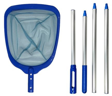 Keyubria 193.5cm Pool Kescher, Oberflächenkescher Poolkescher Feinmaschig mit Teleskopstange, 4 Abnehmbare Aluminiumstange, Schwimmbad Blätter Reinigungsnetz für Aquarium/brunnens/Teiche