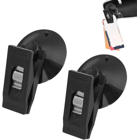 2 Pièces Pinces À Ventouse pour Pare-Brise Porte-Billets De Voiture | Pince À Cartes De Ticket avec Ventouse | Support De Billets Réutilisable