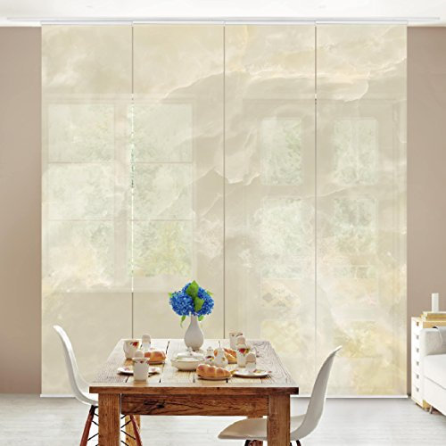 micasia Schiebegardine halbtransparent 60er Paneel Klett Steinoptik Textil lichtdurchlässig - Marmor Modern Flächenvorhang Wohnzimmer Schlafzimmer 1508 (240x250 cm - 4er Set)