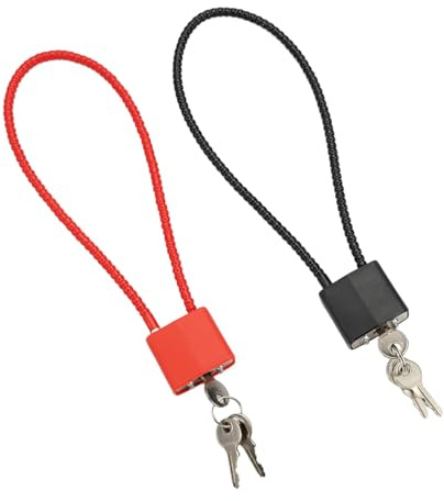 2 Pieces Steel Rope Padlocks, Adjustable Long Padlock Shackle Outdoor, Flexible Cable Padlock for Suitcase, Cable Tie Wire Lock for Outdoor Indoor Wheelie Bin Bicycle Suitcase Gate Gym Locker Wire