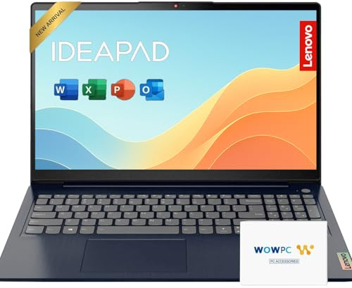 Lenovo IdeaPad 15.6 inch Laptop Computer with Microsoft 365 Home and Business • 8GB RAM • 128GB eMMC • Intel Core • Wi-Fi 6 • 11HR Battery • 1TB Cloud Storage • Windows 11 • WOWPC Recovery USB
