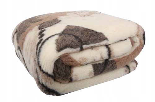 Wool & Home Merino Wolldecke 240x200 cm – Kuscheldecke aus 100% Merinowolle, Rahmen-Ornamentmuster – Gewicht 500 g/m² – Atmungsaktiv und Langlebig