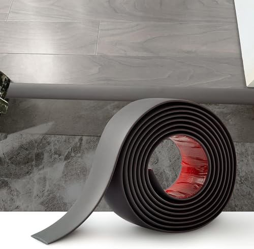 Zayejod Self Adhesive PVC Floor Threshold Transition Strip 6M Dark Grey | 5CM Laminate Flooring Flat Divider Strip,Vinyl Door Bars for Doorways,Carpet Floor Edge Trim for Joining Floor Tiles Gaps