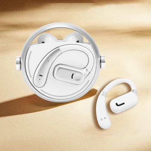 XUMIUZIY 2 in 1 Drahtlosen Ohrhörer, 5.3 Lärmstündigung IPX5 Wasserdichtes Earhook und Regelmäßige Ohrhörer mit 140h -Wiedergabe, für Sportarbeitsstudien (White)
