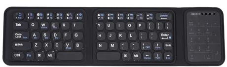 Kikumi Foldable Keyboard with Touchpad Full Size Keys Portable Travel 3 Fold Pocket Size Large Trackpad for Laptop PC Tablet