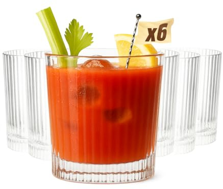 MUVELL 6er Tumbler Gläser Set „France“ - 300 ml Trinkgläser & Wassergläser - 3 mm Glasstärke, Kristallklar & spülmaschinenfest - stabile Cocktailgläser & Whiskygläser - Geschenkset
