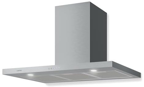 Klarstein Cooker Hood, Extractor Fan for Kitchen w/Dishwasher Aluminium Grease Filter, 600m³/h flow, LEDs, EEC A++ Cooker Hoods, Wall Mount Steel Fan Vent Hoods, Kitchen Extractor Fan, Silver, 90 cm
