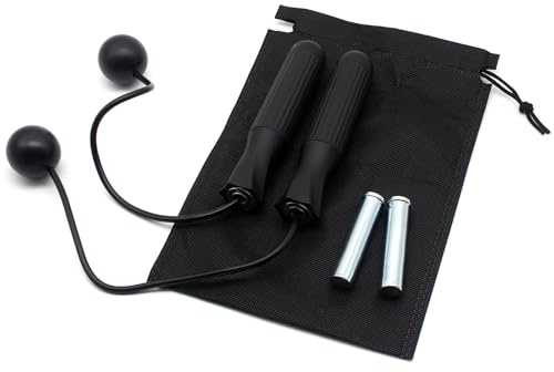 Benvo Ropeless Jump Rope Speed Skipping Rope Cordless with 180g Removable Weights for Double Unders, Exercise, WOD, Boxing, MMA Beachbody Training Fitness (Black)
