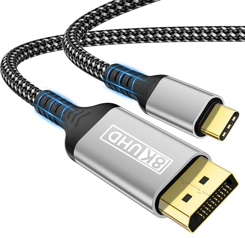 Cable USB-C a DisplayPort 1.4,3m 8K@60Hz/30Hz,4K@240Hz/144Hz,HDR,VRR,Thunderbolt 4/3 cable DP1.4 compatible con iPhone 17 Pro/17 Pro Max/16/15/MacBook Pro Air/Mac/iPad Pro/Air 5/Surface Pro/XPS