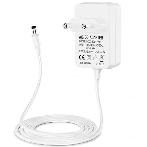 ERBO 15W Netzteil Kompatibel mit Echo Dot (3/4/5. Gen), Echo Show 5 (1. 2. Gen), Echo Spot, Dot Kids Edition, Fire TV Cube, 12V 1.25A Ersatz Ladegerät AC-Adapter Alexa Kabel Netzkabel, Weiß