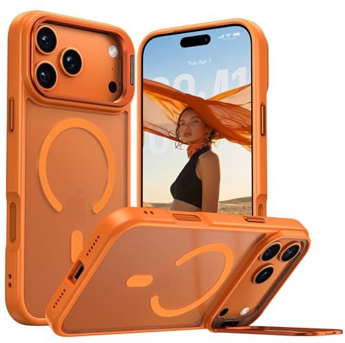 Hoerrye für iPhone 17 Pro Hülle für MagSafe - [3-in-1 Alu-Kameraständer] [Militärstandard Schutz] Matte Anti-Fingerabdruck Stoßfest Handyhülle mit Magnetisch Kamera-Ständer Case für iPhone 17 Pro