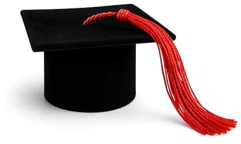 Casa - Set 36 Scatoline Laurea a Forma di Tocco – Portaconfetti Neri con Nappa Rossa in Cartone – Bomboniere Eleganti per Festa di Laurea – Made in Italy