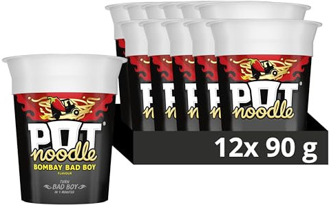 Pot Noodle Bombay Bad Boy Standard Pot instant vegan* snack quick to make noodles 12x 90 g