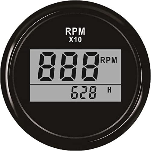 ELING Tacómetro digital a prueba de agua REV Contador RPM Gauge con contador de horas 9990RPM 52mm 9-32V con luz de fondo