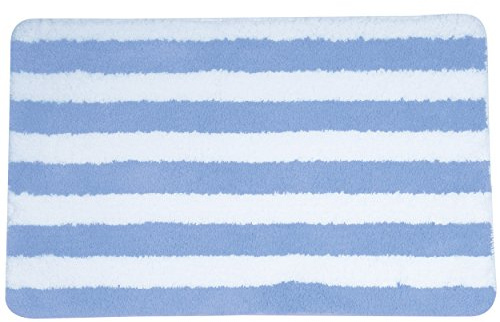 MSV Badteppich Badematte Badvorleger Duschvorleger Mikrofaser Hochflor flauschig 50x80 cm – Pastellblau