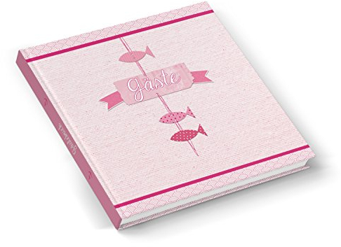 Logbuch-Verlag Gästebuch rosa pink 21 x 21 cm Fische Motiv Kommunion Taufe Firmung Mädchen