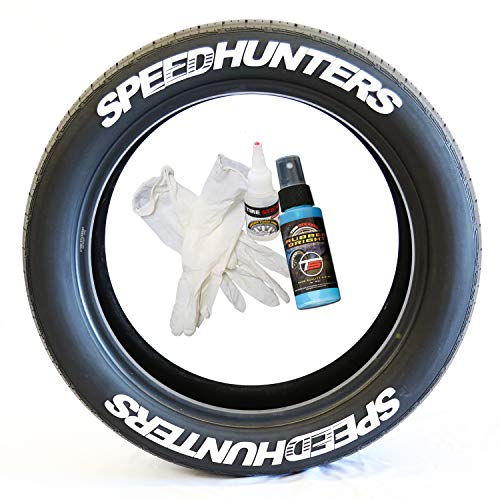 Tire Stickers Speedhunters – Zubehör für die Kennzeichnung von Reifen – Bastelset mit Kleber & Reiniger / 49 – 21 Zoll Wheels / 1,00 Zoll/Weiß 8 Stück